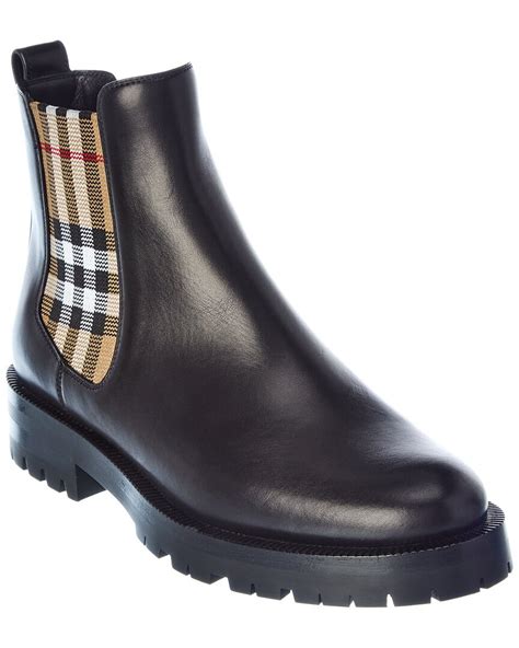 Vintage Check Detail Leather Chelsea Boots 